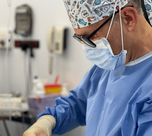 Dr. Renato Zaccheddu, cosmetic and plastic surgeon, during a surgery.