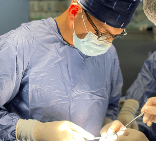 Dr. Renato Zaccheddu, cosmetic and plastic surgeon, in the operating room.
